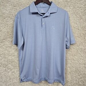Rhoback Polo Shirt Mens Large Blue White Striped Performance Golf